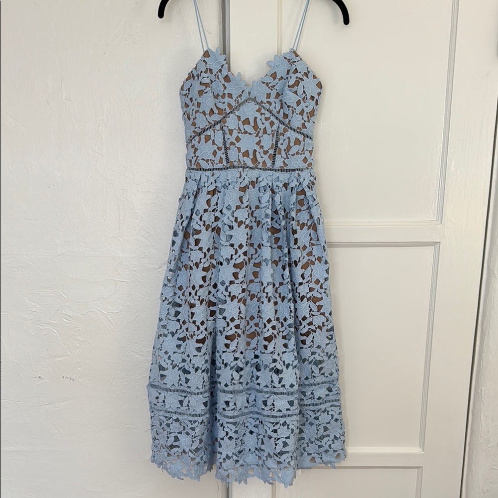 Elegant Blue Lace Dress